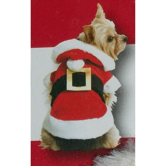 Unbranded Other - Dog Red Christmas Santa Suit Holiday Velour Coat Hat Belt S Small 12-13" Pet